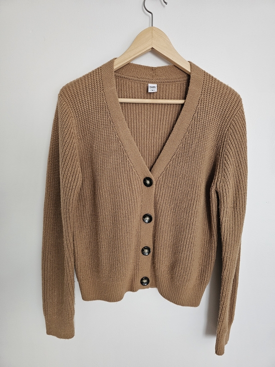 twik Sweaters - Twik Simons Camel Brown V‑Neck Button Cardigan Size Medium Academia